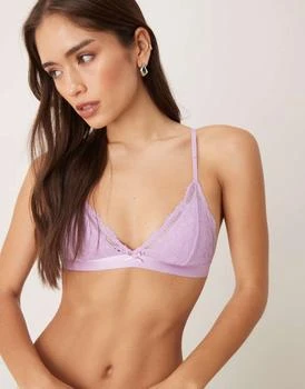 Cotton On Everyday lace triangle padded bralette in purple