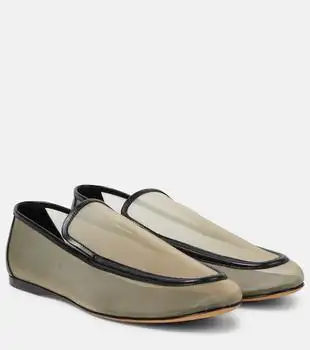Khaite | Alessia leather-trimmed mesh loafers