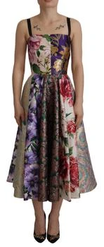 Dolce & Gabbana | Dress Midi Patchwork Floral Jaquard Women's Silk