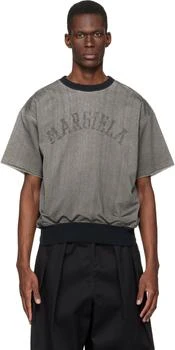 MAISON MARGIELA | Black & Gray Cotton Varsity T-shirt