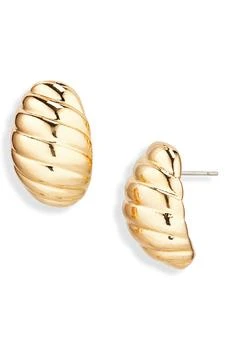 Cara Ribbed Button Stud Earrings