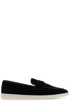 Prada | Prada Logo Plaque Almond Toe Loafers