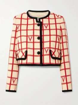 Valentino | Vlogo Cropped Piped Wool-blend Jacket  - IT36