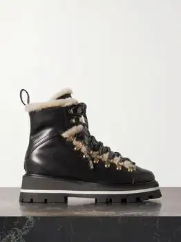 Jimmy Choo | Chike Shearling-trimmed Leather Combat Boots - IT37