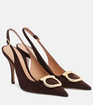 Salvatore Ferragamo | Sara Maxi Gancini suede slingback pumps