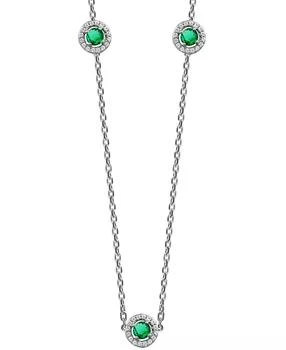 Macy's | Sapphire (7/8 ct. t.w.) & Diamond (1/4 ct. t.w.) Halo 16" Statement Necklace in 14k White Gold (Also in Ruby & Emerald)