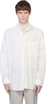 MM6 | Off-White & Blue Numeric Asymmetric Shirt