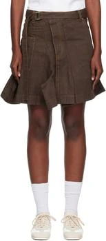 Sacai | Brown Asymmetrical Denim Miniskirt