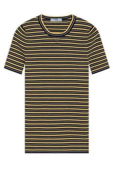 Prada | Prada Crewneck Striped Ribbed T-Shirt