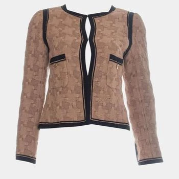 Chanel | Chanel Brown Woven Wool Round Neck Jacket S