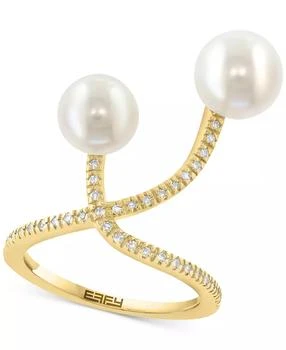 Effy | EFFY® Cultured Freshwater Pearl (7-8mm) & Diamond Accent Sculptural Statement Ring in 14k Yellow Gold