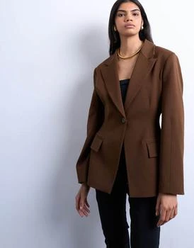 Topshop cinched blazer in brown