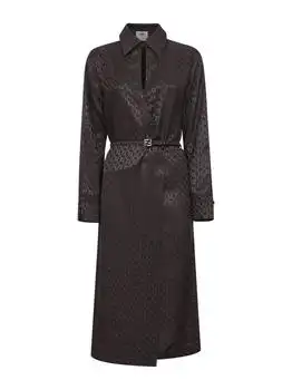 Fendi | Fendi FF Jacquard Belted Midi Shirt Dress