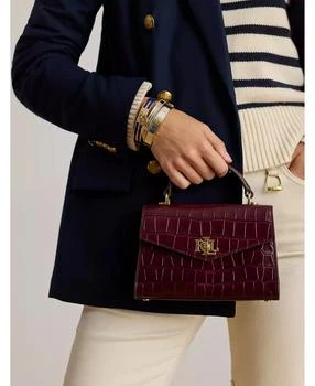 Crocodile-Embossed Small Farrah Satchel Bag