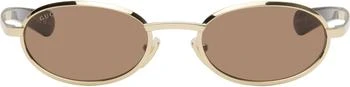 Gucci | Gold Oval Frame Sunglasses