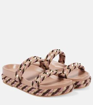 Valentino | Rockstud Torchon leather-trimmed sandals