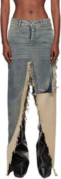 Rick Owens | Blue & Off-White Concordians Sliced Denim Maxi Skirt