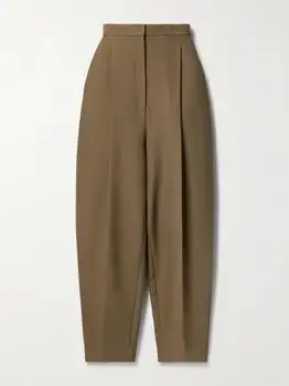 Khaite | Ashford Pleated Woven Tapered Pants - Light brown - US8