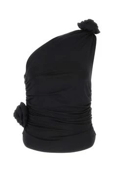 Magda Butrym | Magda Butrym Flower Embellished Ruched One-Shoulder Top