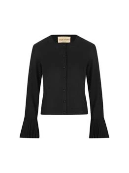 Valentino | Valentino Pleated-Cuff Buttoned Cardigan
