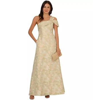 Women's One-Shoulder Floral-Jacquard Gown
