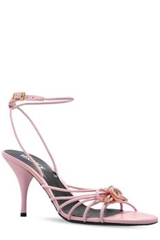 Versace | Versace Strappy Logo Detail Heeled Sandals