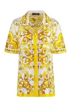 Dolce & Gabbana | Dolce & Gabbana Majolica Printed Short-Sleeved Twill Shirt