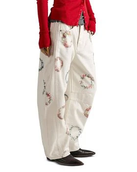 Free People Good Luck Printed Relaxed Jeans in Watercolor