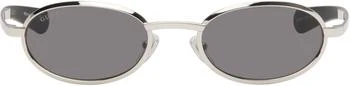 Gucci | Silver Oval Frame Sunglasses