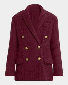 Brunello Cucinelli | Cashmere Cable Knit Double-Breasted Blazer