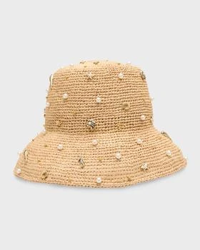 Sea Life Embellished Raffia Bucket Hat