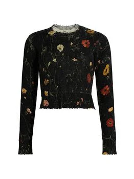 Floral Merino Wool Crop Sweater