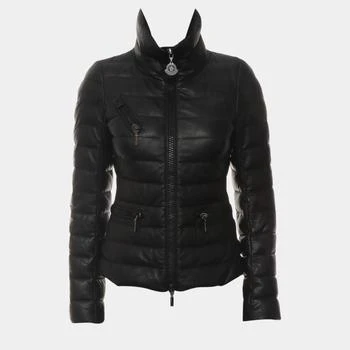 Moncler | Moncler Black Leather Puffer Jacket XXS