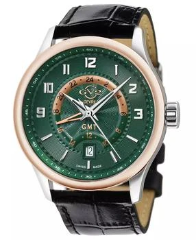 Gevril | Men's Swiss Quartz Giromondo Black Leather Watch 42mm