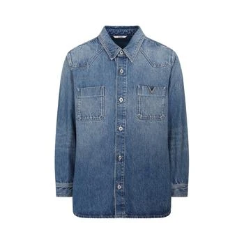 Valentino | Valentino Logo Plaque Straight Hem Denim Shirt