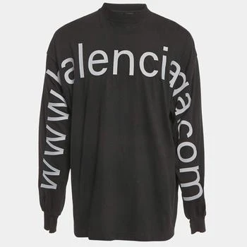 Balenciaga | Balenciaga Unisex Black Brand Website Embroidered Cotton Distressed Sweatshirt M