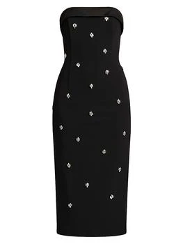 Beaded Tuxedo Strapless Midi-Dress