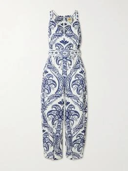 Belted Printed Linen And Lenzing™ Ecovero™-blend Jumpsuit
