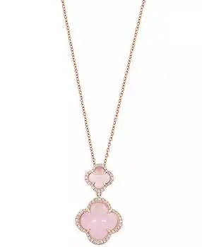 Effy | Diamond (1/4 ct. t.w.) & Pink Quartz (3-5/8 ct. t.w.) Pendant Necklace in 14k Rose Gold