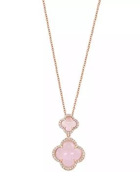Effy | Diamond (1/4 ct. t.w.) & Pink Quartz (3-5/8 ct. t.w.) Pendant Necklace in 14k Rose Gold