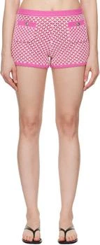 Versace | Pink 
White Crochet Knit Shorts