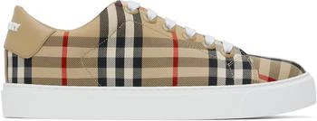 Burberry | Beige Check & Leather Sneakers
