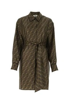Fendi | Fendi FF Motif Belted Shirt Dress