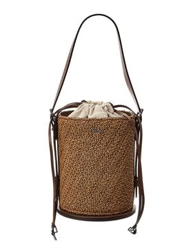 Max Mara | Logo Plaque Leather-Trim Bucket Bag