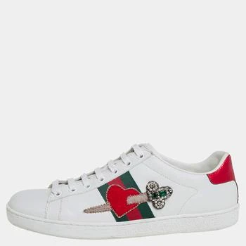 Gucci | Gucci White Leather Ace Embellished  Low Top Sneakers Size 39