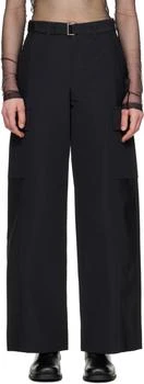 Sacai | Black Grosgrain & Suiting Cargo Pants