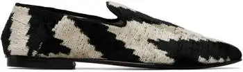Tom Ford | Black & Off-White Jacquard Velvet Steven Loafers