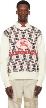Burberry | Off-White Argyle Check Wool Blend Sweater