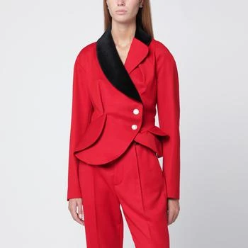 Stormy red asymmetrical wool jacket