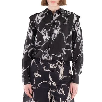 Burberry | Long-Sleeve Knight Hardware Silk Shirt